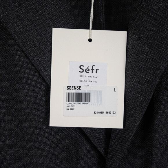 Sefr $450 Zeke Twill Coat in Gray Lightweight Poly wool size Large NWT - Picture 8 of 12